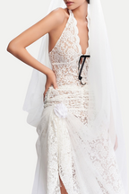 Flowering Girl Women Eorl Halter Lace Midi Dress