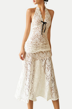 Flowering Girl Women Eorl Halter Lace Midi Dress