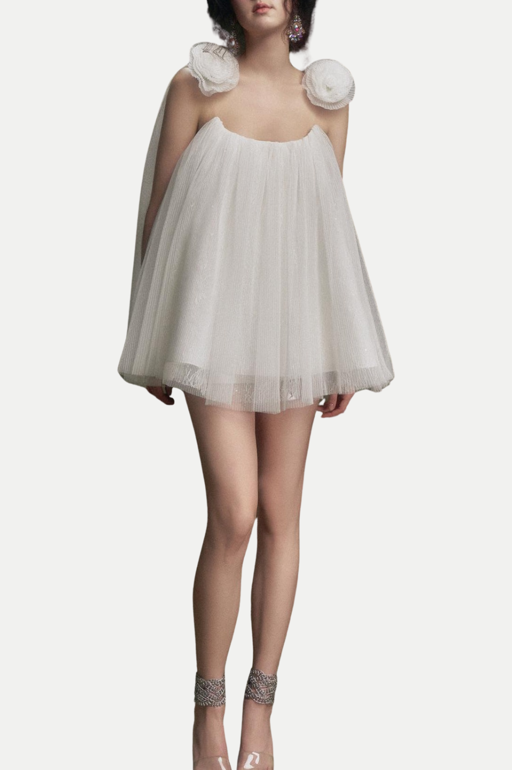 Flowering Girl Women Eorland Floral Chiffon Ruched Mini Dress