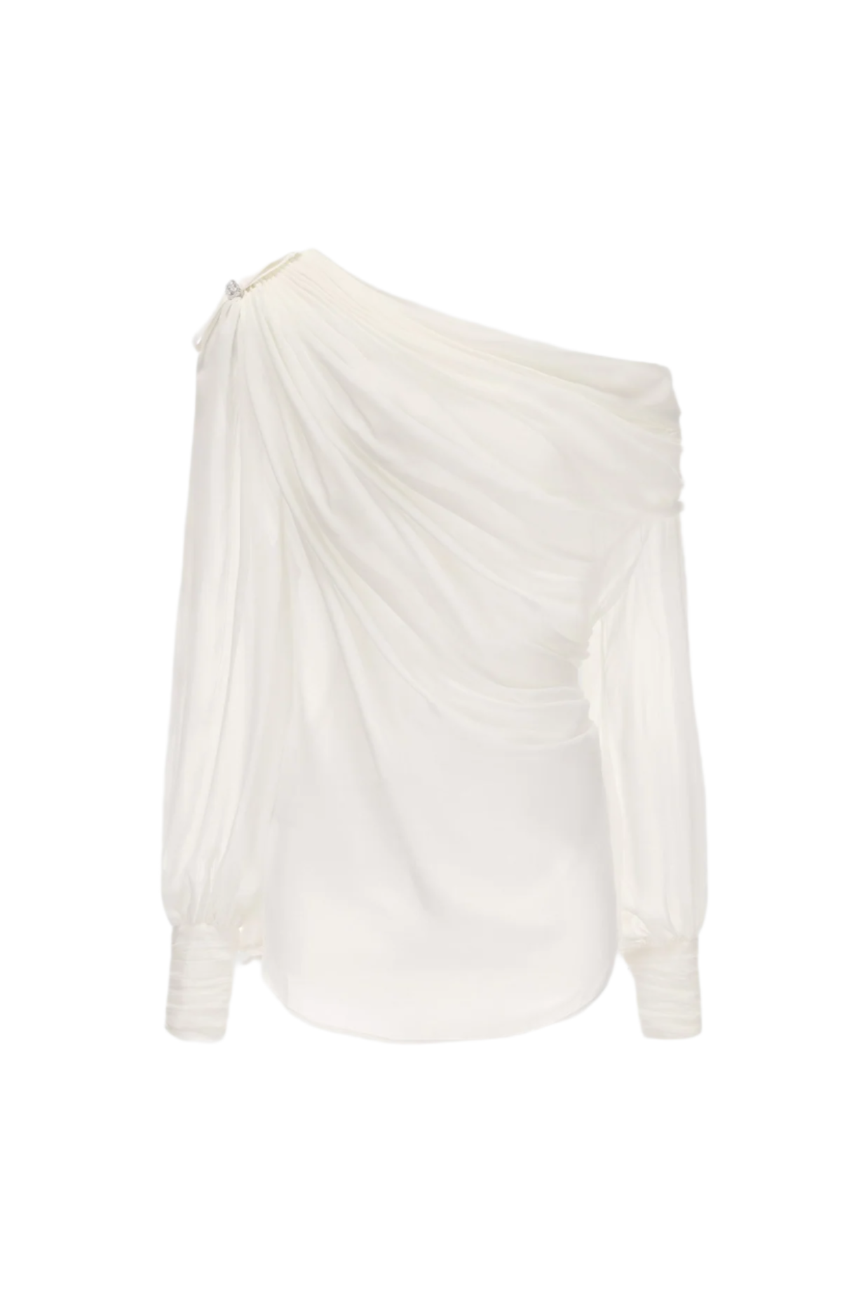 Ruched Chiffon Ruffle Two Piece Set - White