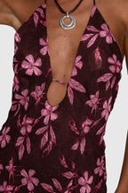 Erbert Floral Halter Maxi Dress - Purple