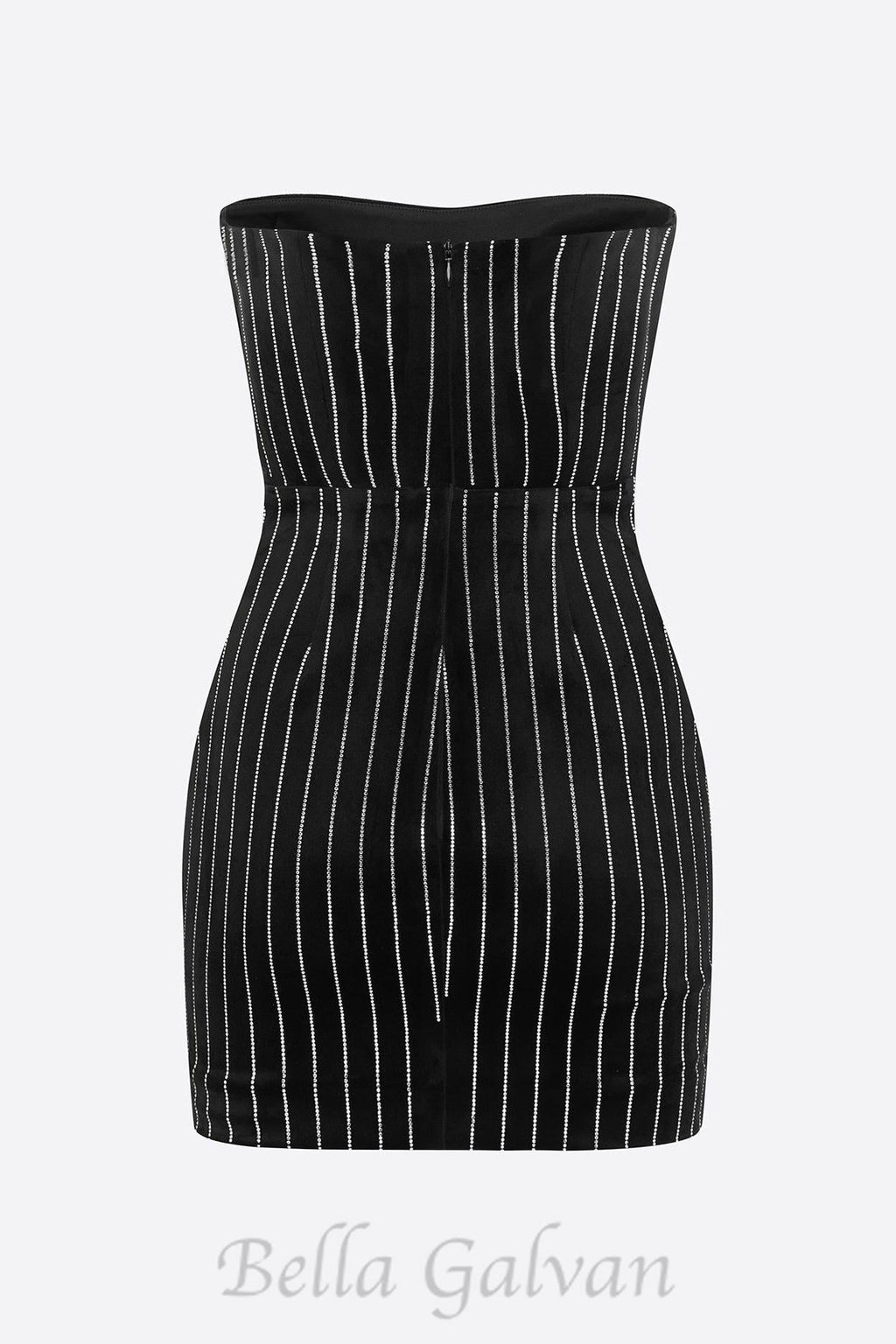 Flowering Girl Women Erlina Crystal Pinstripe Strapless Mini Dress
