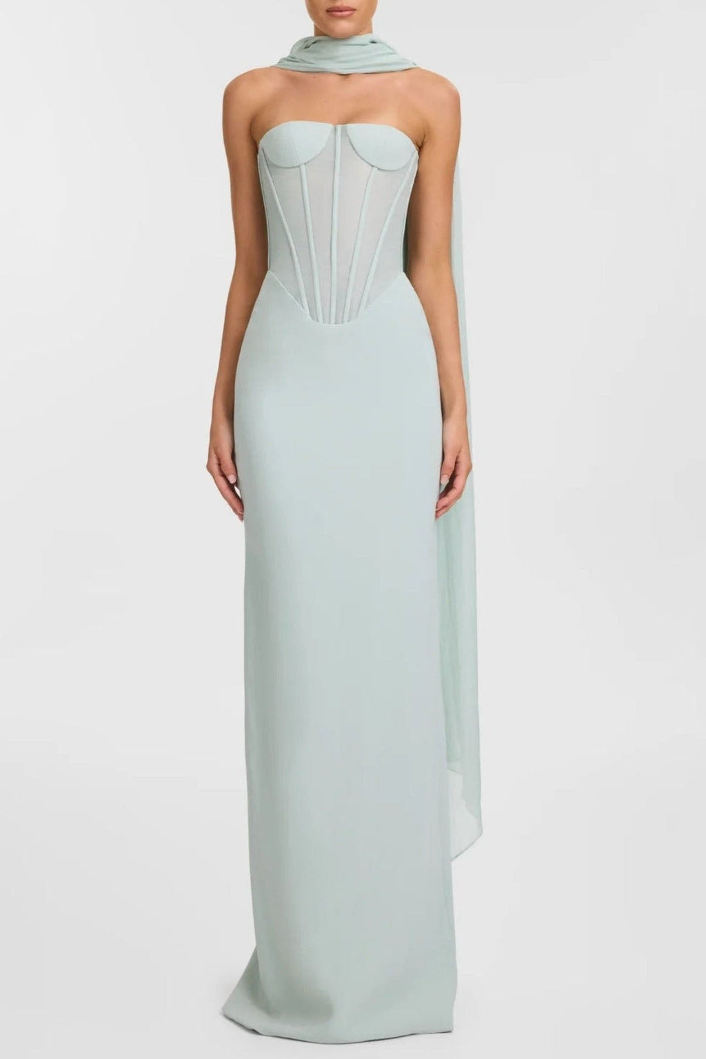 Flowering Girl Women Ramire Strapless Mesh Scarf Corset Maxi Dress