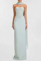 Flowering Girl Women Ramire Strapless Mesh Scarf Corset Maxi Dress