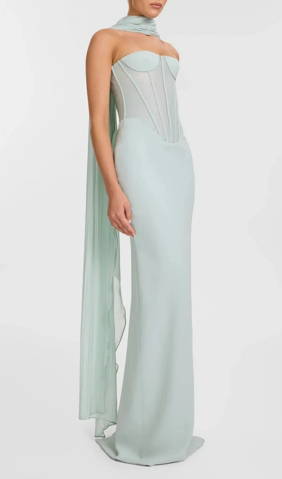 Flowering Girl Women Ramire Strapless Mesh Scarf Corset Maxi Dress