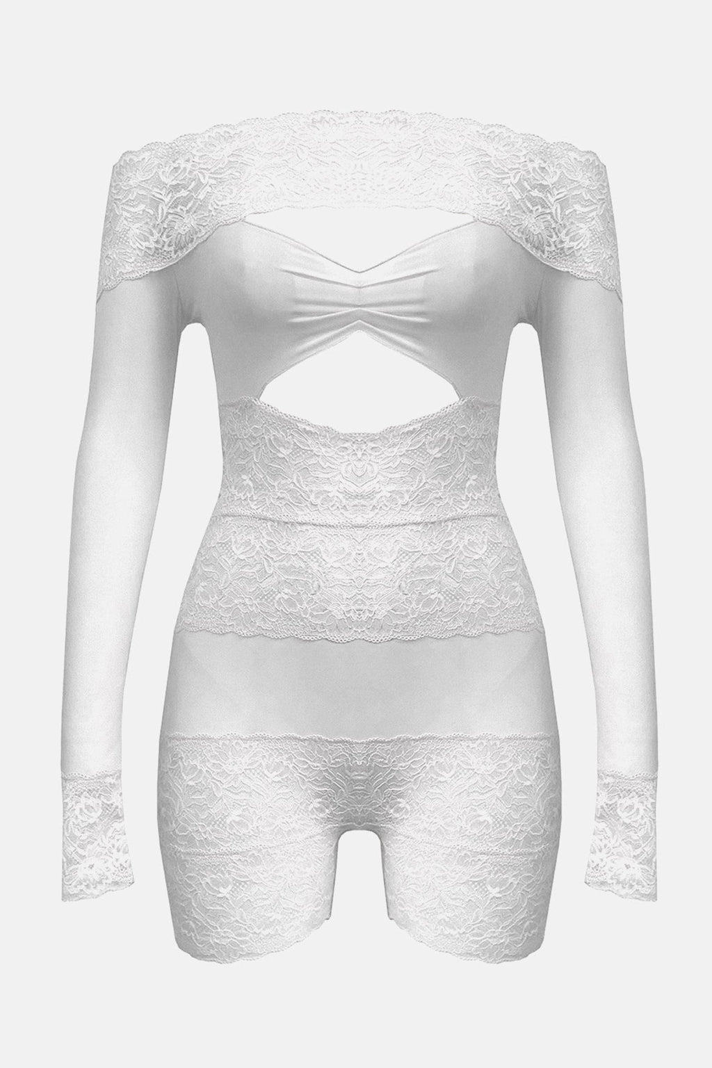 Flowering Girl Women Estrella Off Shoulder Lace Playsuit - White