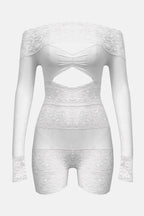 Flowering Girl Women Estrella Off Shoulder Lace Playsuit - White