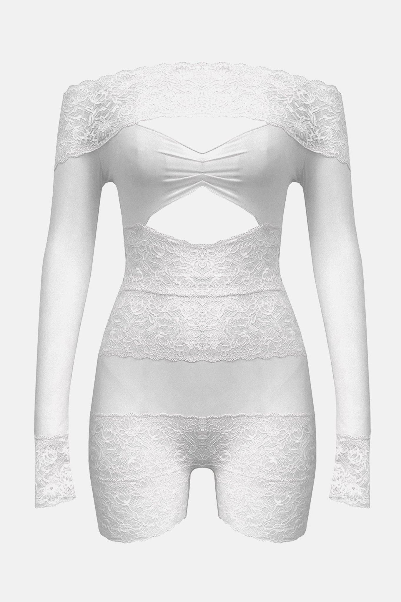 Flowering Girl Women Estrella Off Shoulder Lace Playsuit - White