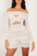 Flowering Girl Women Estrella Off Shoulder Lace Playsuit - White