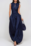 Flowering Girl Women Eufemia Sleeveless Stripe Cutout Jumpsuit - Navy