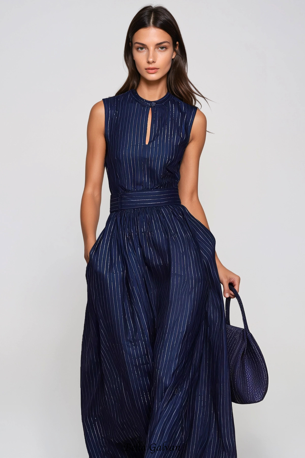Flowering Girl Women Eufemia Sleeveless Stripe Cutout Jumpsuit - Navy