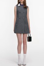 Euryda Herringbone Scarf Sleeveless Mini Dress