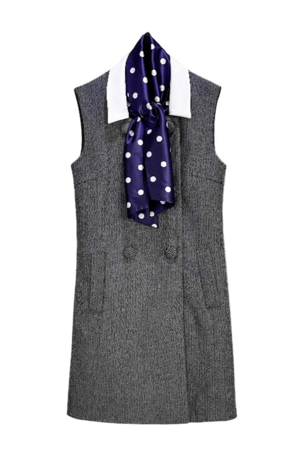 Euryda Herringbone Scarf Sleeveless Mini Dress