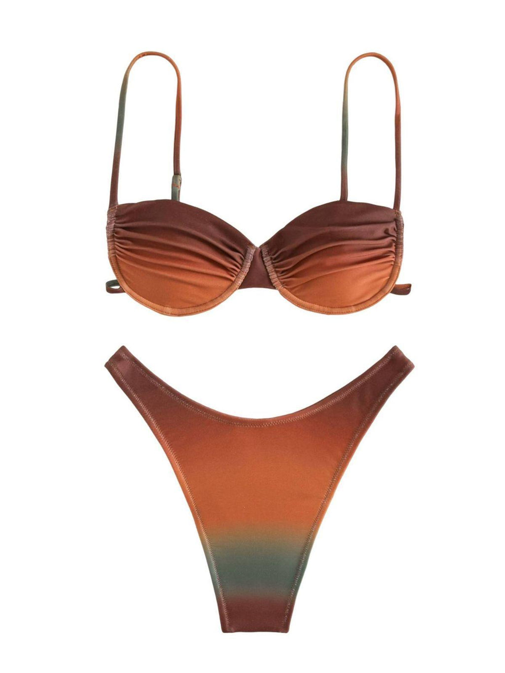 Flowering Girl Women Eva Ombre Ombre Bikini Two Piece Set In Coffee