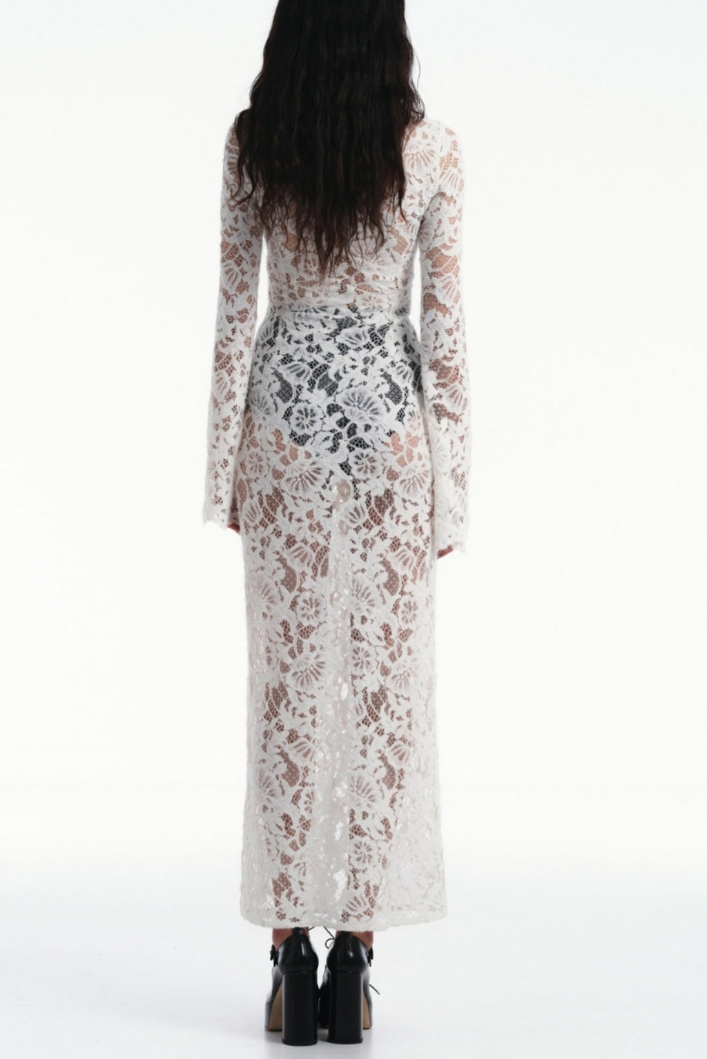 Flowering Girl Women Lace Up Split Midi Dress