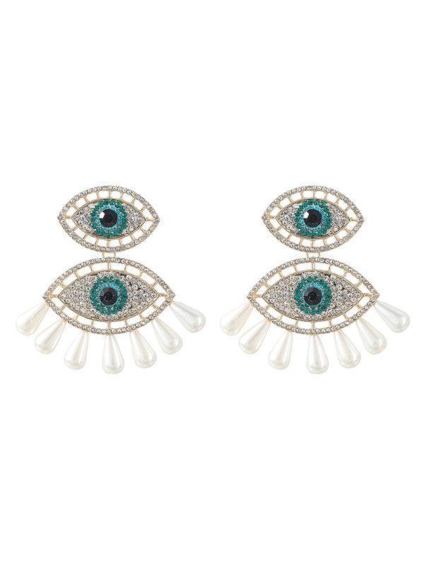Flowering Girl Women Eye Pearls Earrings