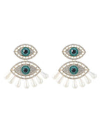 Flowering Girl Women Eye Pearls Earrings