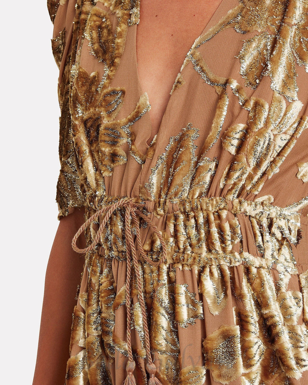 Flowering Girl Women loretta metallic devoré gold midi dress