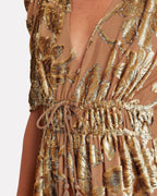 Flowering Girl Women loretta metallic devoré gold midi dress