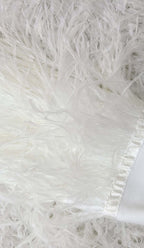 Flowering Girl Women Feather Bandage Mini Dress-White