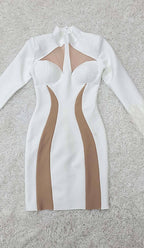 Flowering Girl Women Feather Bandage Mini Dress-White
