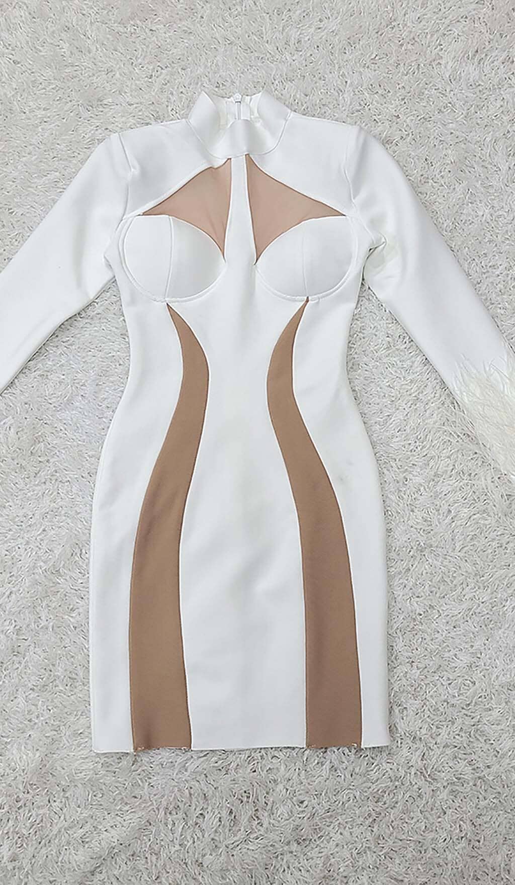 Flowering Girl Women Feather Bandage Mini Dress-White