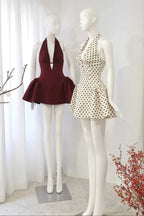 Flowering Girl Women Tiffany Plunge Dot Mini Dress