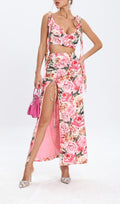 Flowering Girl Women Floral Design Two Piece Set In Pink