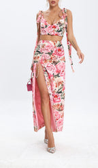 Flowering Girl Women Floral Design Two Piece Set In Pink