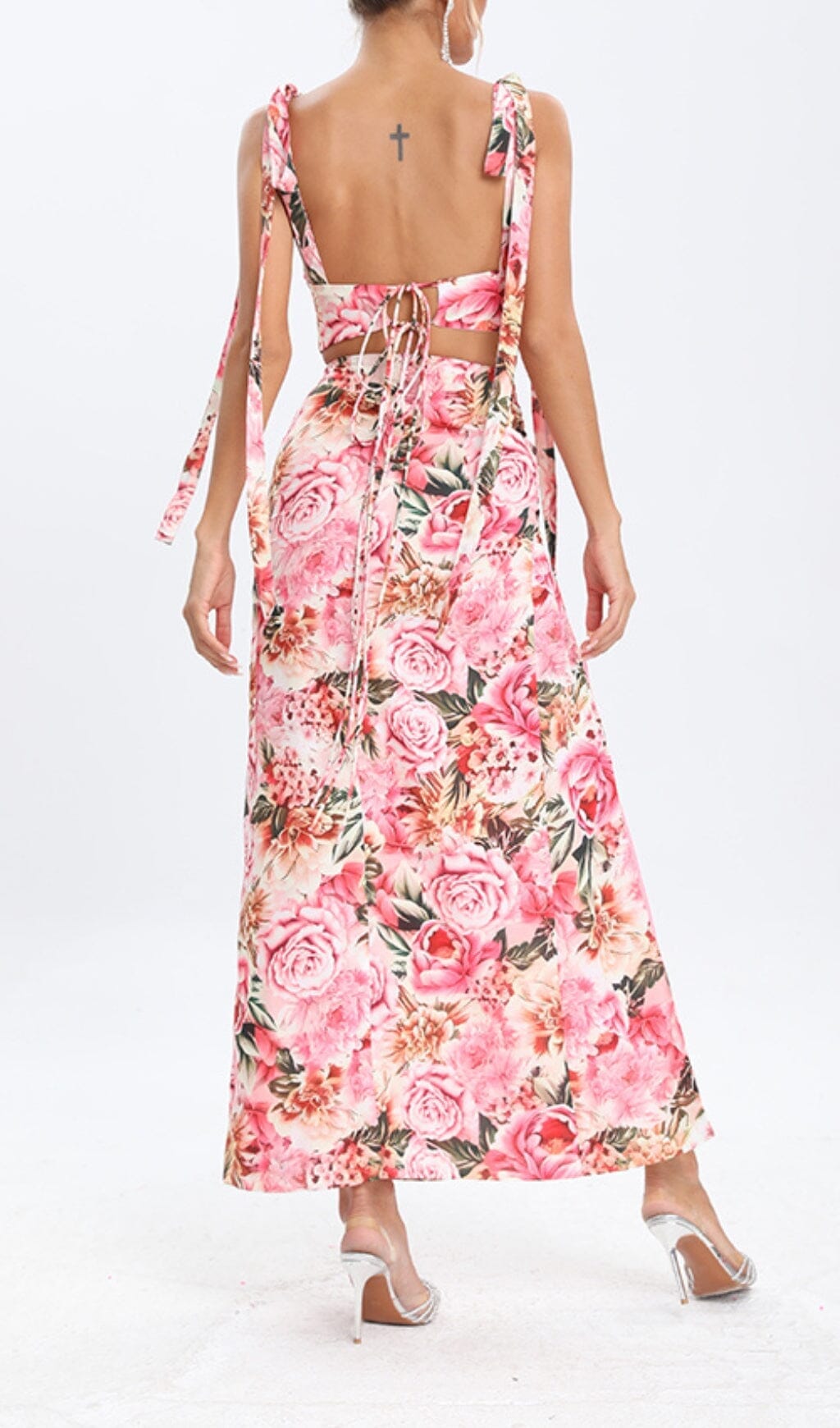 Flowering Girl Women Floral Design Two Piece Set In Pink