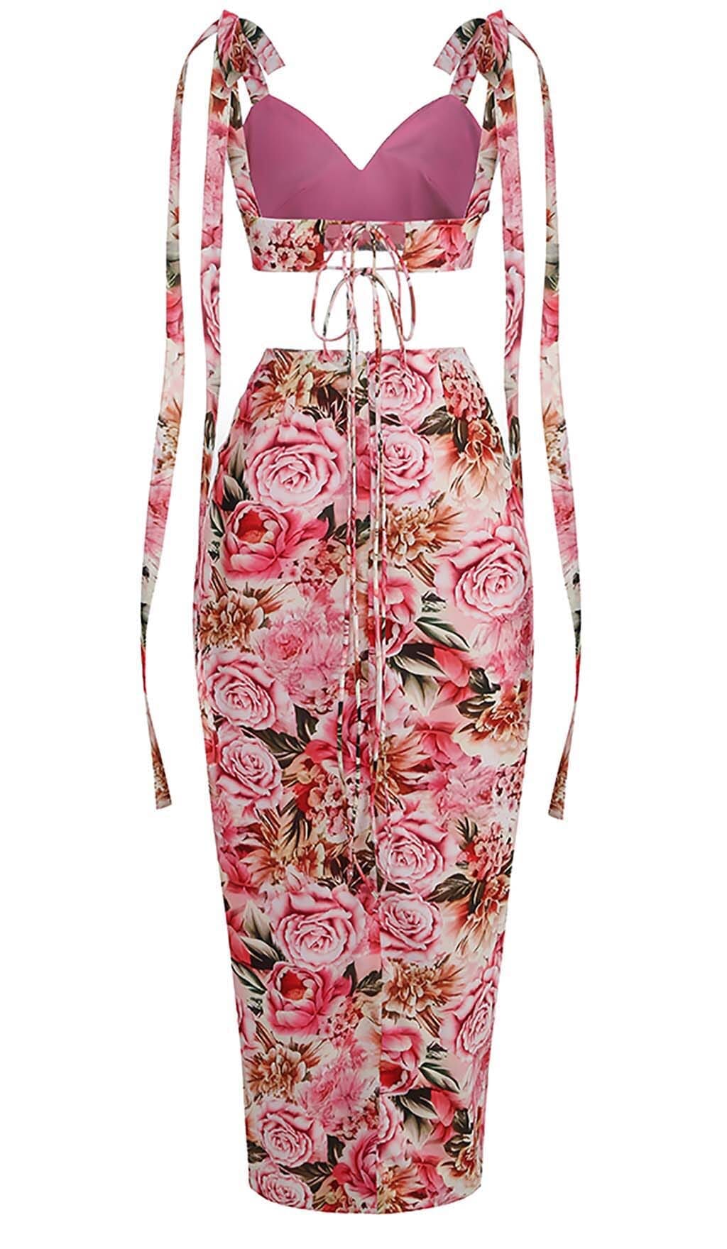 Flowering Girl Women Floral Design Two Piece Set In Pink