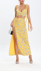Flowering Girl Women Floral Design Two Piece Set In Yellow