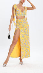 Flowering Girl Women Floral Design Two Piece Set In Yellow