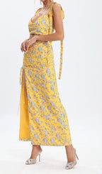 Flowering Girl Women Floral Design Two Piece Set In Yellow