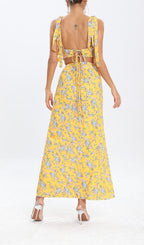 Flowering Girl Women Floral Design Two Piece Set In Yellow