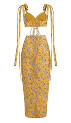 Flowering Girl Women Floral Design Two Piece Set In Yellow