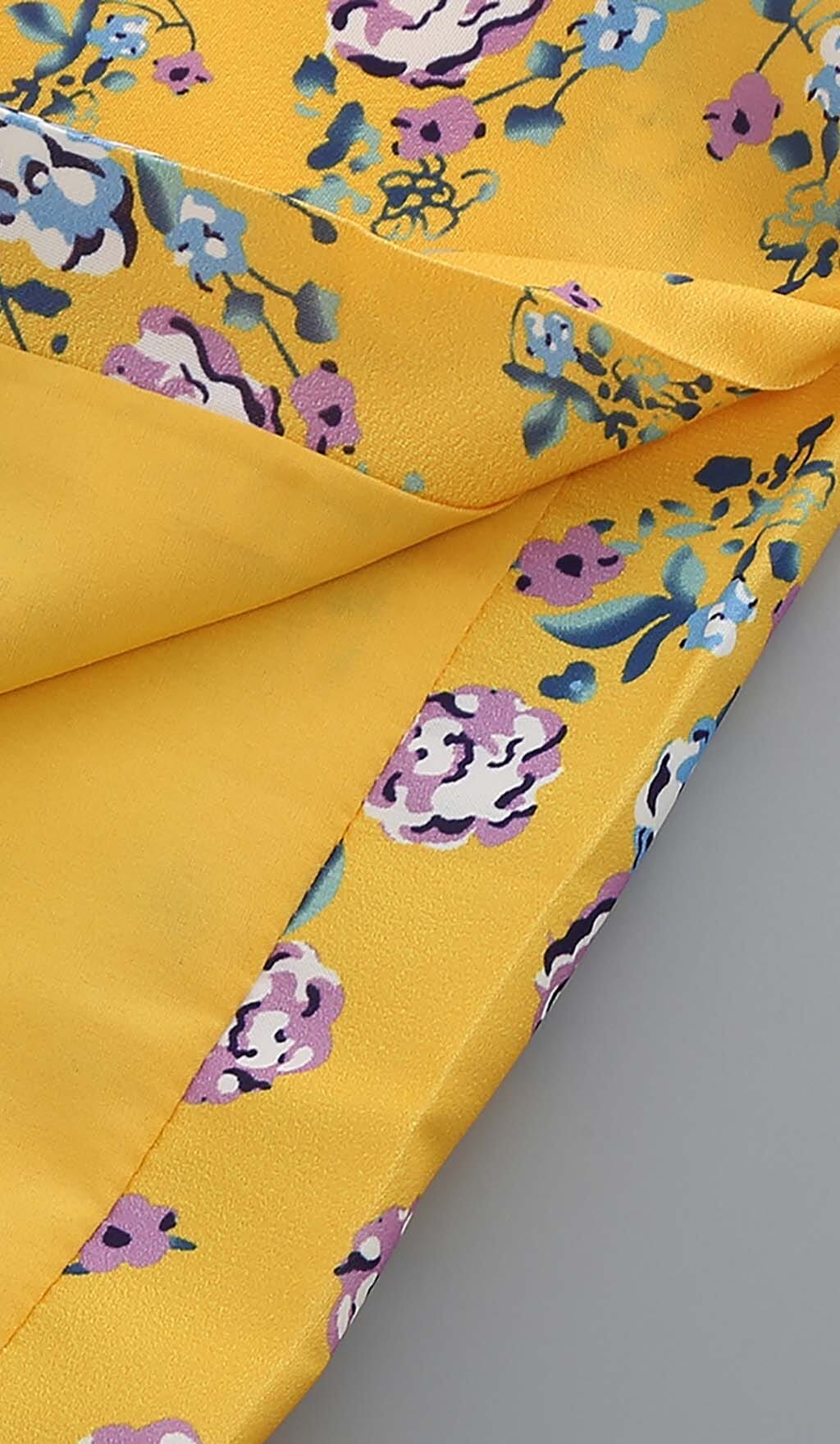 Flowering Girl Women Floral Design Two Piece Set In Yellow