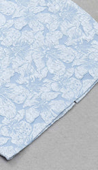 Jacquard Puff Sleeve Midi Dress In Sky Blue