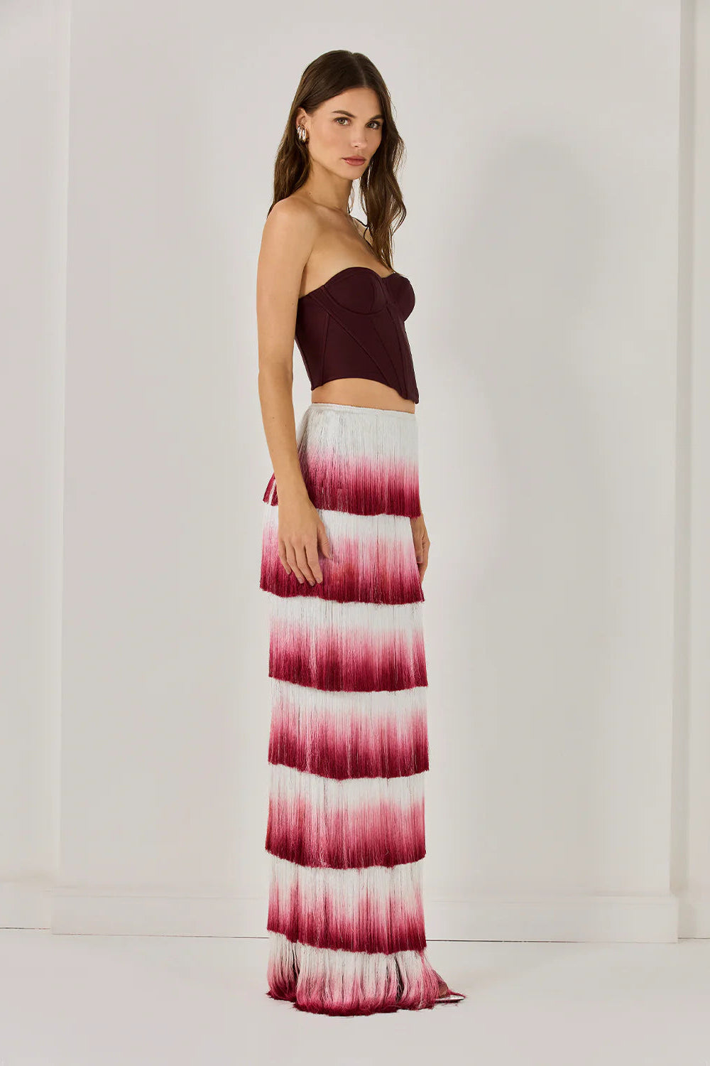 Flowering Girl Women Despo Gradient Fringe Corset Two Piece Bandage Set