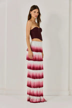 Flowering Girl Women Despo Gradient Fringe Corset Two Piece Bandage Set