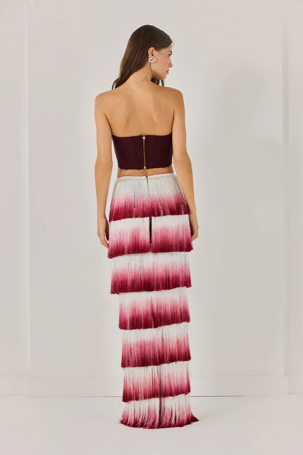 Flowering Girl Women Despo Gradient Fringe Corset Two Piece Bandage Set