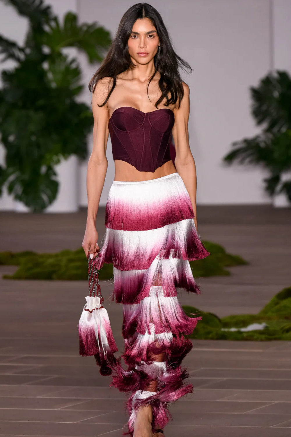 Flowering Girl Women Despo Gradient Fringe Corset Two Piece Bandage Set