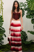 Flowering Girl Women Despo Gradient Fringe Corset Two Piece Bandage Set
