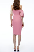 Faith Pink Off Shoulder Ruched Midi Dress