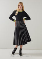 Flowering Girl Women multi knitted midi dress in black