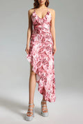 Flowering Girl Women Floral Ruffled Skew Dress