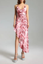 Flowering Girl Women Floral Ruffled Skew Dress