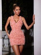 Flowering Girl Women Fidelio V Neck Flower Mini Dress