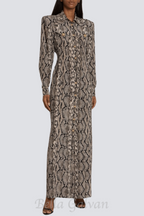 Flowering Girl Women Filis Snake Print Maxi Shirt Dress