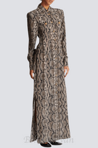 Flowering Girl Women Filis Snake Print Maxi Shirt Dress